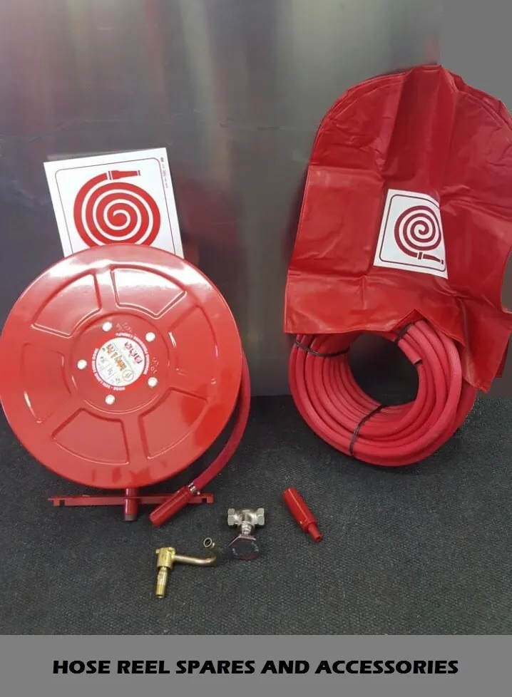 Red hose reel with spares and accessories